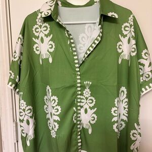Green and White Men's Shirt